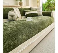 Housses De Canapé en Chenille Vintage, Housse De Canapé avec Pompons | Couverture Décorative De Luxe For Salon, Chambre À Coucher, For La Maison Toutes Saisons(Green,90x260cm)