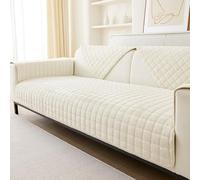 Housses de canapé en flanelle lavables - Nouvelles housses de coussin de canapé, Housse de canapé antidérapante 1 2 3 places pour canapé sectionnel, Housses de canapé en forme de L (Beige Blanc)