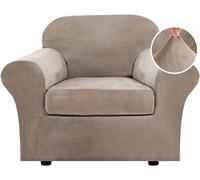 Housses De Canapé En Velours De Luxe 4 Pièces Avec Housses De Coussin Séparées, Housse De Canapé Antidérapante En Peluche Ultra Douce Et Extensible Avec Fond élastique (Taupe,1 place (80-120cm))