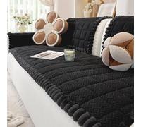 Housses de canapé épaisses lavables - Housse de canapé universelle en molleton de coton doux 1, 2 ou 3 places, housse de canapé antidérapante, housses de (Size:70*210CM/27.5*82.67IN,Color:Noir)