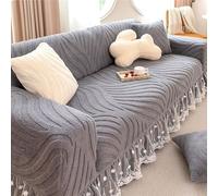 Housses de canapé Extensibles, Housse de canapé en Velours Doux avec Jupe, Housse de canapé Lavable et Chaude, Protection complète en Jacquard pour Meubles, Coussin de Gray Single(36-55in)(90-140cm)