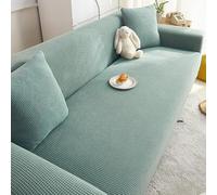 Housses de canapé Extensibles pour canapé à 3 Coussins avec Bas élastique, Protection de mobilier pour Animaux,Vert,Quadruple