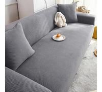 Housses de canapé Extensibles pour canapé à 3 Coussins avec Bas élastique, Protection de mobilier pour Animaux,Light Gray,Quadruple