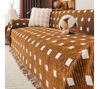 Housses De Canapé Extra Larges, Glands De Couverture De Canapé | Housse De Protection De Meubles Respectueuse Des Animaux De Compagnie, Couverture De Canapé Lavable(Coffee,180x420cm)