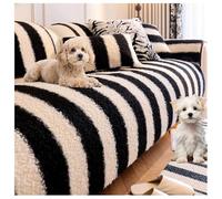 Housses De Canapé For Chiens, Tissu Polaire Sherpa, Protection De Canapé For Chien, Housse De Canapé Rayée, Adaptée Aux Animaux De Compagnie, Surmatelas En Peluche, Lavable(Noir,110x210cm/43x83in)