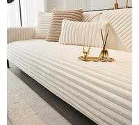 Housses de canapé hautement extensibles doublées de polaire pour canapés 1/2/3 places Housses de canapé ultra-douces Housses de canapé antidérapantes Hous(Size:90*210CM/35.4*82.67IN,Color:Blanc cassé)