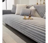 Housses de canapé hautement extensibles doublées de polaire pour canapés 1/2/3 places Housses de canapé ultra-douces Housses de canapé antidérapantes Hou(Size:70*210CM/27.5*82.67IN,Color:Gris)