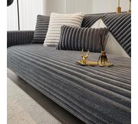 Housses de canapé hautement extensibles doublées de polaire pour canapés 1/2/3 places Housses de canapé ultra-douces Housses de canapé antidérapantes (Size:90*210CM/35.4*82.67IN,Color:Gris foncé)