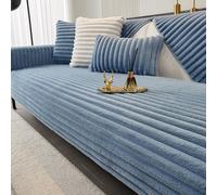 Housses de canapé hautement extensibles doublées de polaire pour canapés 1/2/3 places Housses de canapé ultra-douces Housses de canapé antidérapantes (Size:70*210CM/27.5*82.67IN,Color:Bleu)