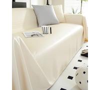 Housses de canapé imperméables en cuir synthétique pour canapé sectionnel et causeuse, housses de futon en forme de L lavables, crème, 180 x 366 cm, protection élégante