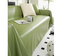 Housses de canapé imperméables en cuir synthétique pour canapés sectionnels, causeuse et futon - Housses en forme de L lavables et (vert, 180 x 410 cm)