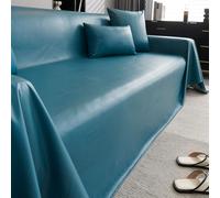 Housses de canapé imperméables en cuir synthétique pour futon sectionnel et causeuse en forme de L (bleu foncé, 180,3 x 381 cm) - Protection élégante pour meubles