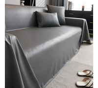 Housses de canapé imperméables en cuir synthétique pour meubles sectionnels et futon, protections lavables en forme de L, gris foncé, 180 x 415 cm