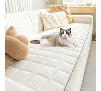 Housses De Canapé pour Animaux De Compagnie Drôles Et Pelucheuses pour Canapé, Tapis pour Chien Et Animal De Compagnie, Housse De Protection en Coton, Housse De Canapé Antidérapante,Blanc,M