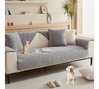 Housses De Canapé Simples Et Texturées En Peluche - Couleur Unie, Antidérapantes Et Moelleuses, Pour Canapés Sectionnels À 2, 3 Ou 4 Coussins, Adaptées Aux Animaux De Compagnie(Graya,90*240cm/35.4*94.