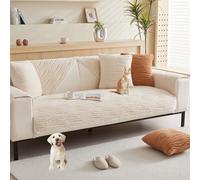 Housses De Canapé Simples Et Texturées En Peluche - Couleur Unie, Antidérapantes Et Moelleuses, Pour Canapés Sectionnels À 2, 3 Ou 4 Coussins, Adaptées Aux Animaux De Compagnie(Beigec,90*180cm/35.4*71