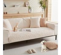 Housses De Canapé Simples Et Texturées En Peluche - Couleur Unie, Antidérapantes Et Moelleuses, Pour Canapés Sectionnels À 2, 3 Ou 4 Coussins, Adaptées Aux Animaux De Compagnie(Beigea,70*210cm/27.6*82