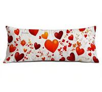Housses de Ccoussin de Positionnement Latéral 40 x 145 cm, Rouge Traversin 145 cm, Maintien Optimal des Cervicales Taie d'oreiller, Lin Doux Taie de Traversin, pour Chambre Lit Canapé, Amour B-4233