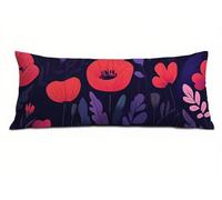 Housses de Ccoussin de Positionnement Latéral 60 x 180 cm, Violet Taie de Traversin 180 cm, Améliorer Sommeil Qualité Velours Taie Oreiller, Femme Enceinte Oreillers Long et Confortable, Fleur T-6265