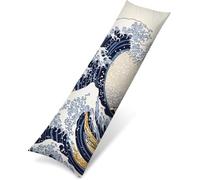Housses de Ccoussin de Positionnement Latéral 60x180, Japon Housse Coussin 60 x 180 cm, Améliorer Sommeil Qualité Velour Double Face Impression avec Fermeture pour Salon Chambre Lit, (Flots),Model1625