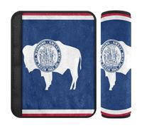 Housses de ceinture de sécurité de voiture 2 pièces respirantes pour sac à dos et bandoulière pour adultes et enfants, taille S, drapeau de l'État du Wyoming
