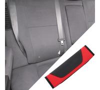 Housses De ceinture sécurité En Motif Fibre De Carbone / Coussin D'Épaule De Sac À Dos Pour Camion, Voiture, Suv / En Similicuir 6,5X23Cm / 1 Pièce Noir Rouge