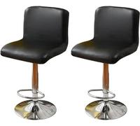 Housses De Chaise De Tabouret De Bar En Cuir PU 2/4/6 PCS Couverture De Tabouret De Pub Étanche Avec Dos Salle À Manger Tabouret De Bar Pivotant Housses De Siège De Chaise ( Color : Black , Size : Set