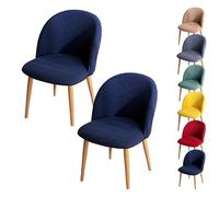 Housses de Chaise de Salle à Manger à Carreaux Housse de Chaise à Dossier Incurvé Housse de Chaise Incurvée Moderne Extensible Housse de Tabouret Ronde pour Salle à Manger Salon Hôtel Bleu 2 Pièces