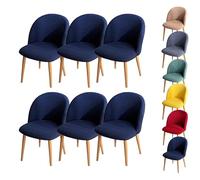 Housses de Chaise de Salle à Manger à Carreaux Housse de Chaise à Dossier Incurvé Housse de Chaise Incurvée Moderne Extensible Housse de Tabouret Ronde pour Salle à Manger Salon Hôtel Bleu 6 Pièces
