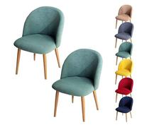 Housses de Chaise de Salle à Manger à Carreaux Housse de Chaise à Dossier Incurvé Housse de Chaise Incurvée Moderne Extensible Housse de Tabouret Ronde pour Salle à Manger Salon Hôtel Vert 2 Pièces