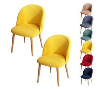 Housses de Chaise de Salle à Manger à Carreaux Housse de Chaise à Dossier Incurvé Housse de Chaise Incurvée Moderne Extensible Housse de Tabouret Ronde pour Salle à Manger Salon Hôtel Jaune 2 Pièces