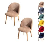 Housses de Chaise de Salle à Manger à Carreaux Housse de Chaise à Dossier Incurvé Housse de Chaise Incurvée Moderne Extensible Housse de Tabouret Ronde pour Salle à Manger Salon Hôtel Kaki 2 Pièces