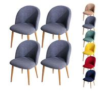 Housses de Chaise de Salle à Manger à Carreaux Housse de Chaise à Dossier Incurvé Housse de Chaise Incurvée Moderne Extensible Housse de Tabouret Ronde pour Salle à Manger Salon Hôtel Gris 4 Pièces