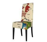 Housses de chaise de salle à manger élastiques colorées avec imprimé carte des Amériques, housses de chaise pour la maison, le restaurant