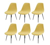 Housses de Chaise de Salle à Manger Extensible en Velours, Lot de 2/4/6, Housse de Chaise de Salle à Manger, Housse de Chaise de Cuisine Élastique, Housse de Chaise de Bureau Lavable, Jaune, 6 Pièces