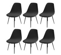 Housses de Chaise de Salle à Manger Extensible en Velours, Lot de 2/4/6, Housse de Chaise de Salle à Manger, Housse de Chaise de Cuisine Élastique, Housse de Chaise de Bureau Lavable, Noir, 6 Pièces