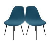 Housses de Chaise de Salle à Manger Extensible en Velours, Lot de 2/4/6, Housse de Chaise de Salle à Manger, Housse de Chaise de Cuisine Élastique, Housse de Chaise de Bureau Lavable, Bleu, 2 Pièces