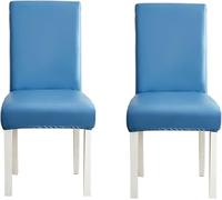 Housses De Chaise De Salle Diig Ensemble De 2/4 Ou 6, Housses De Chaise Diig en Cuir Artificiel Extensible, Housses De Chaise en Faux PU Imperméables à L’Huile Amovibles Lav, Blue, Pack of 2