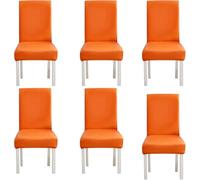 Housses De Chaise De Salle Diig Ensemble De 2/4 Ou 6, Housses De Chaise Diig en Cuir Artificiel Extensible, Housses De Chaise en Faux PU Imperméables à L’Huile Amovibles Lav, Orange, Pack of 6