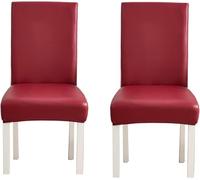 Housses De Chaise De Salle Diig Ensemble De 2/4 Ou 6, Housses De Chaise Diig en Cuir Artificiel Extensible, Housses De Chaise en Faux PU Imperméables à L’Huile Amovibles Lav, Wine Red, Pack of 2