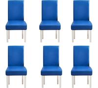 Housses De Chaise De Salle Diig Ensemble De 2/4 Ou 6, Housses De Chaise Diig en Cuir Artificiel Extensible, Housses De Chaise en Faux PU Imperméables à L’Huile Amovibles Lav, Navy Blue, Pack of 6