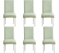 Housses De Chaise De Salle Diig Ensemble De 2/4 Ou 6, Housses De Chaise Diig en Cuir Artificiel Extensible, Housses De Chaise en Faux PU Imperméables à L’Huile Amovibles Lav, Light Green, Pack of 6