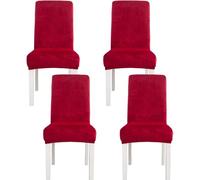 Housses De Chaise pour Salle à Manger, Housse De Chaise Extensible en Velours Protecteur De Chaise De Salle à Manger Universel Amovible Lavable pour La Cuisine De L, Wine Red, Set of 4