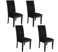 Housses de chaise salle à manger, housses chaise en velours pour chaises de salle à manger, housses de chaise extensibles, housse siège de chaise, fête de mariage, protection de chaise,Black,4PCS