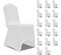 Housses de chaise - vidaXL - Blanc - 18 pcs - Lavable à 40 °C - Élastique et réutilisable Blanc G