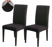 Housses de chaises pack de 2 chaises de salle à manger à carreaux Housses universelles en stretch Housse de chaise pour mariage Home Party Noir