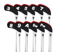 Housses De Club De Golf 10 pièces/Ensemble Couverture de Club Golf for fers tête Fer en néoprène 3 4 5 6 7 8 9 Accessoires ASP(Red)