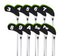 Housses De Club De Golf 10 pièces/Ensemble Couverture de Club Golf for fers tête Fer en néoprène 3 4 5 6 7 8 9 Accessoires ASP(Green)