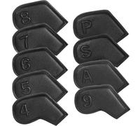 Housses De Club De Golf 9/10 pièces Un Ensemble en Cuir Noir Solide Gaufrage Numéro Peinture Bord Golf Couvre-Chef Wedges4 5 6 7 8 9 Pas Club Tête Fer Couvre(Color 3)