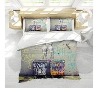 Housses de Couette Banksy Boy Ultra Soft Respirant Street Art Housse de Couette Set 3 pièces avec Fermeture à glissière 1 Housse de Couette 2 Oreillers Shams 240x220cm